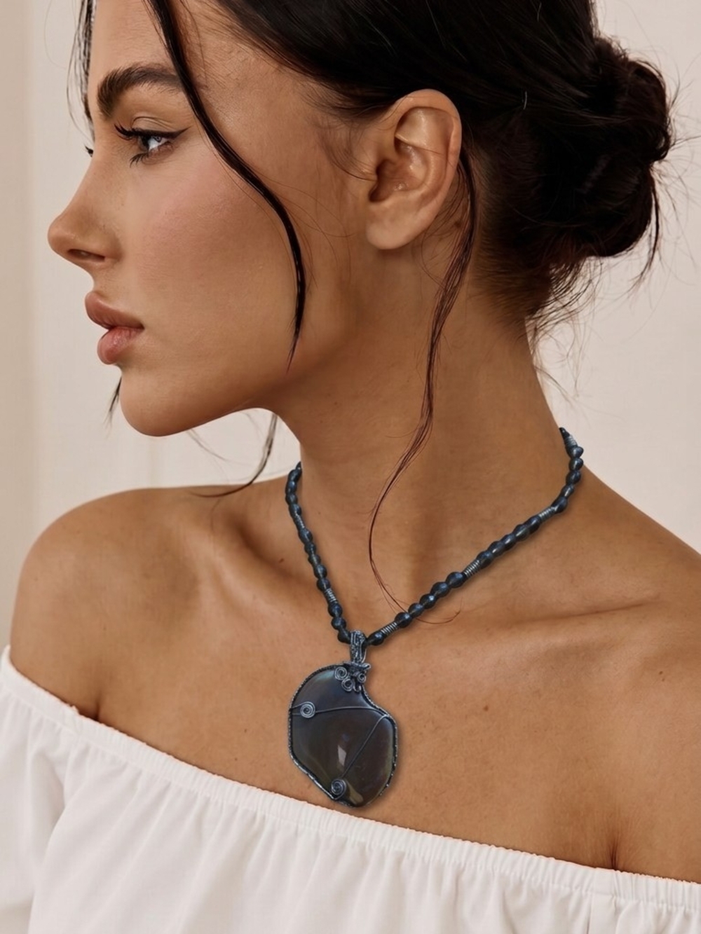 Handcrafted Brown Stone Pendant Necklace - Women Jewelry
